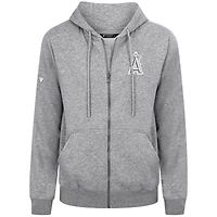 Men's Levelwear Gray Los Angeles Angels Podium Banner Arch Full-Zip Hoodie