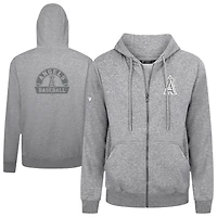 Men's Levelwear Gray Los Angeles Angels Podium Banner Arch Full-Zip Hoodie