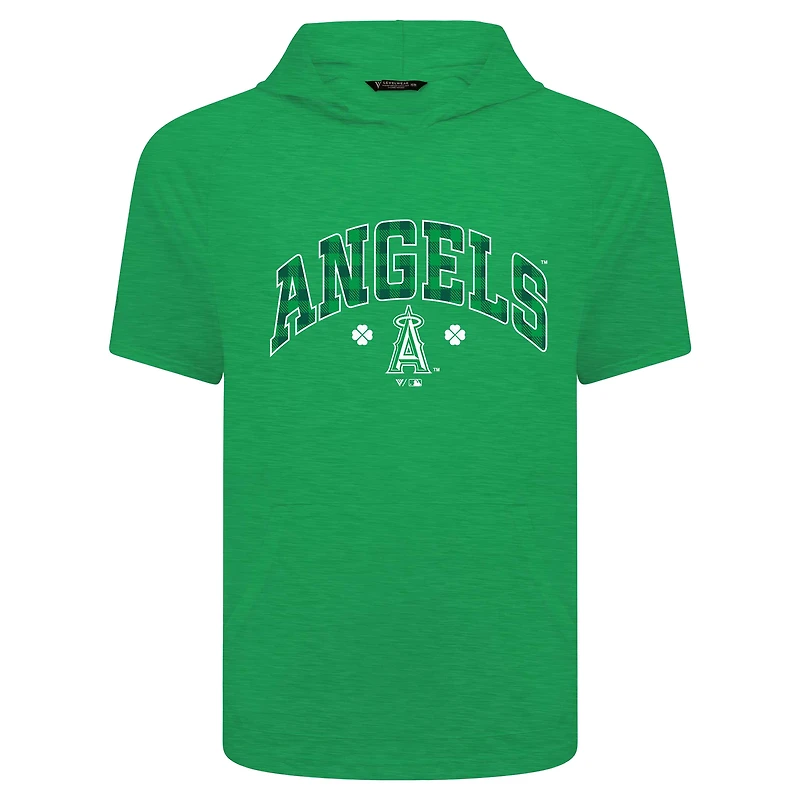Sweat à capuche manches courtes et carreaux pour homme Levelwear Green Los Angeles Angels St. Patrick's Day Phase