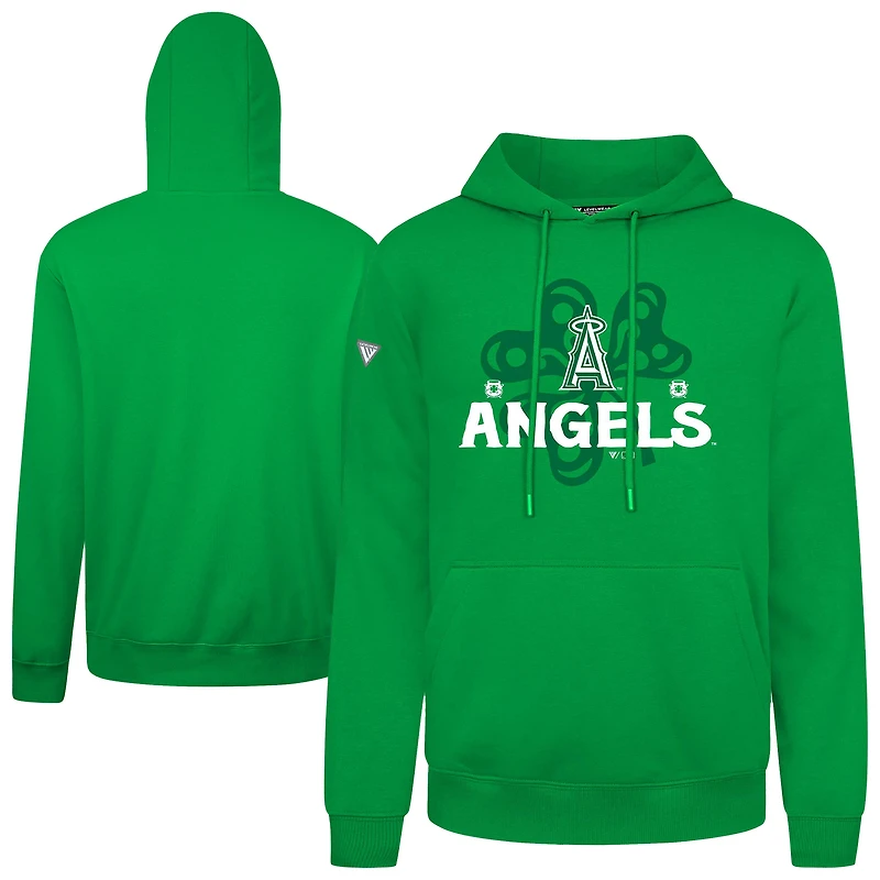 Men's Levelwear  Green Los Angeles Angels St. Patrick's Day Podium Shamrock Pullover Hoodie