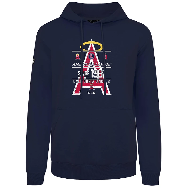 Sweat à capuche bleu marine pour homme Levelwear Los Angeles Angels Cooperstown Collection Podium Acumen effet vieilli