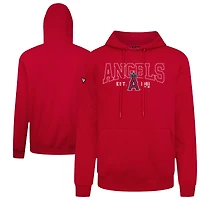 Men's Levelwear Red Los Angeles Angels Accolade Podium Textbook Pullover Hoodie