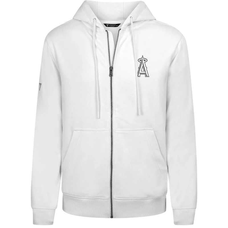 Men's Levelwear White Los Angeles Angels Podium Banner Arch Full-Zip Hoodie