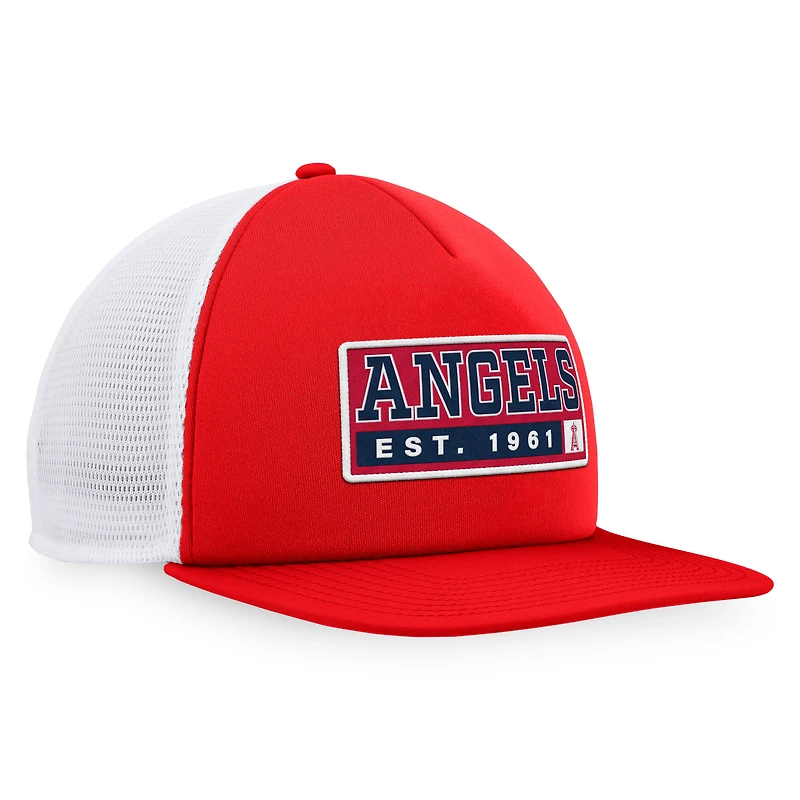 Men's Majestic Red/White Los Angeles Angels Foam Trucker Snapback Hat