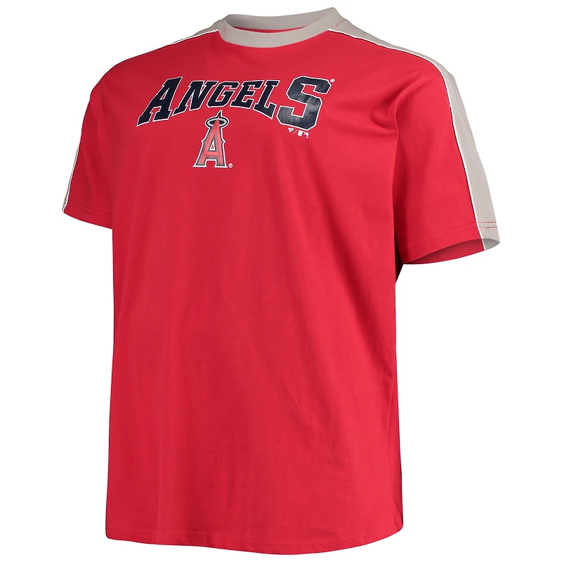 T-shirt de joueur passepoil à la mode Mike Trout pour hommes, rouge/argent, Los Angeles Angels