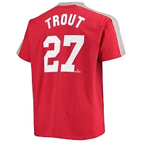 T-shirt de joueur passepoil à la mode Mike Trout pour hommes, rouge/argent, Los Angeles Angels