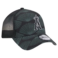 Men's New Era  Black Los Angeles Angels 9FORTY A-Frame Trucker Adjustable Hat