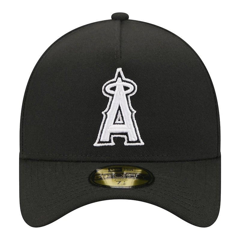 Men's New Era Black Los Angeles Angels A-Frame 59FORTY Fitted Hat