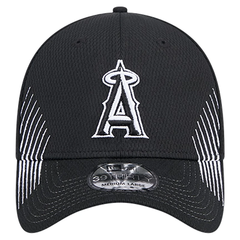 Men's New Era Black Los Angeles Angels Active Dash Mark 39THIRTY Flex Hat
