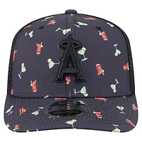 Casquette extensible à boutons-pression New Era noire Los Angeles Angels Adventure Drinks Pattern 9SEVENTY pour homme