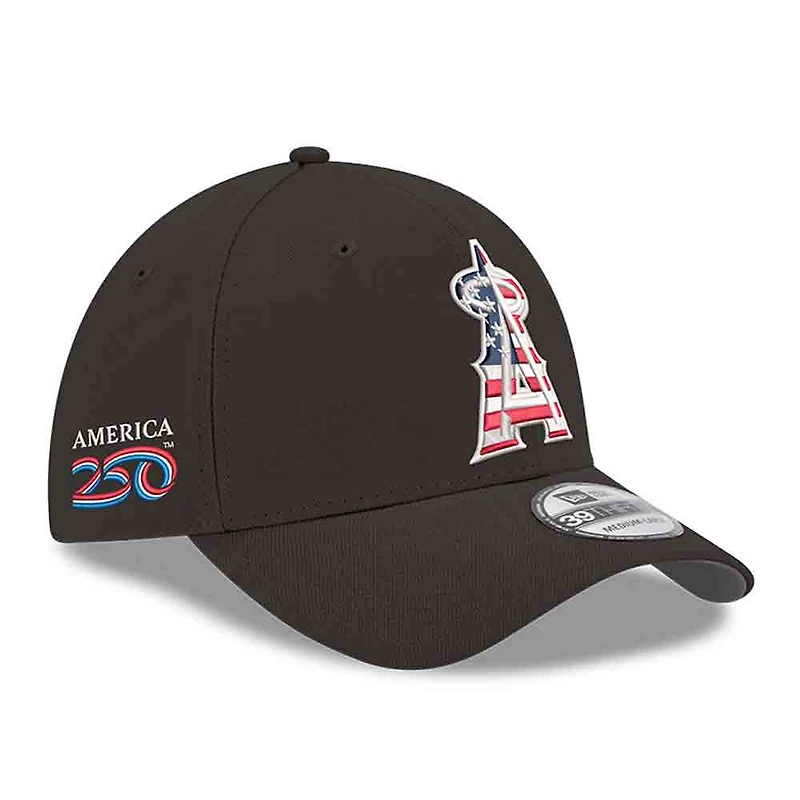 Men's New Era Black Los Angeles Angels America 250 39THIRTY Flex Hat