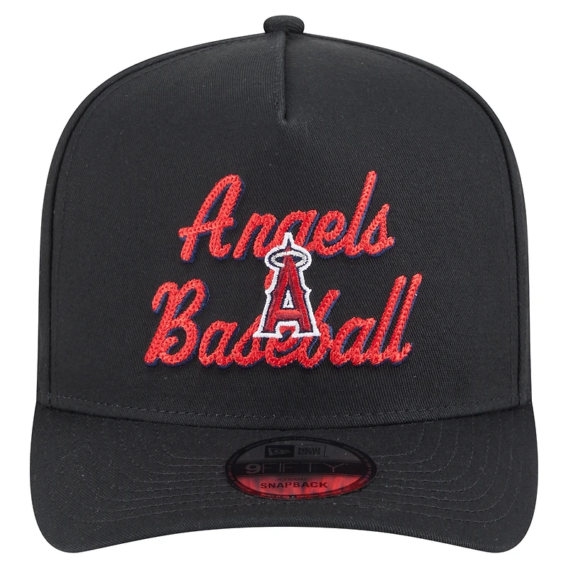 Casquette snapback 9FIFTY A-Frame noire à point de chaînette pour homme des Los Angeles Angels de New Era