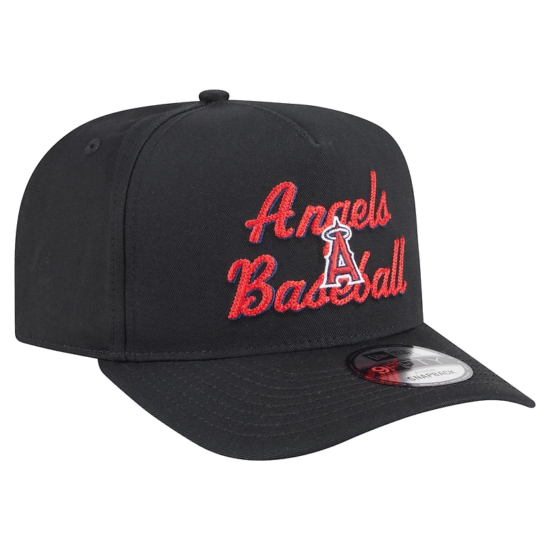 Casquette snapback 9FIFTY A-Frame noire à point de chaînette pour homme des Los Angeles Angels de New Era