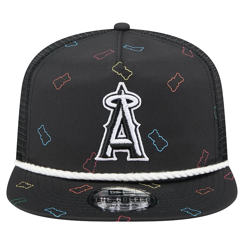 Men's New Era  Black Los Angeles Angels Gummy Golfer Trucker Adjustable Hat