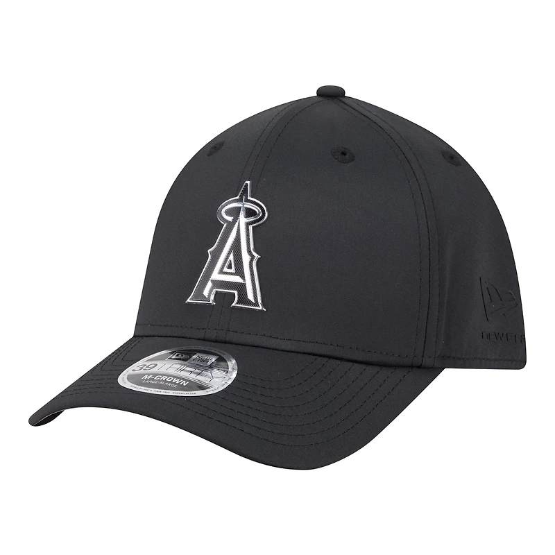 Casquette New Era noire Los Angeles Angels métallisée 39THIRTY M-Crown Flex pour homme