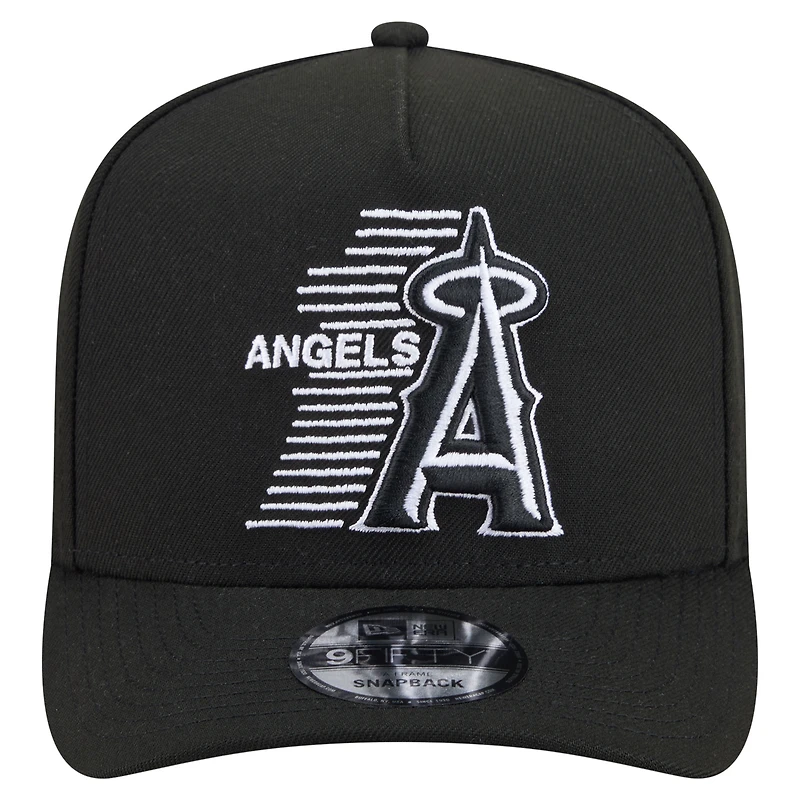 Men's New Era Black Los Angeles Angels Motion A-Frame 9FIFTY Snapback Hat