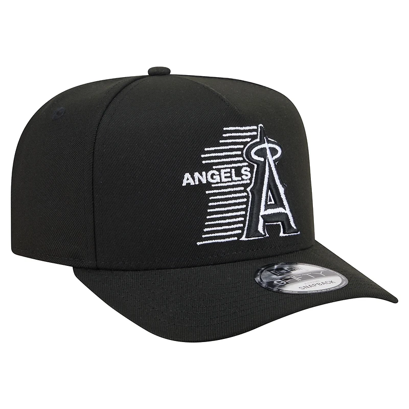 Casquette snapback New Era 9FIFTY Motion A-Frame noire pour homme, Los Angeles Angels