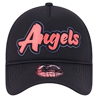 Casquette ajustable New Era Los Angeles Angels Retro Bold A-Frame Trucker 9FORTY noire pour homme