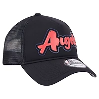 Casquette ajustable New Era Los Angeles Angels Retro Bold A-Frame Trucker 9FORTY noire pour homme