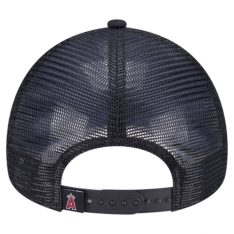 Casquette ajustable New Era Los Angeles Angels Retro Bold A-Frame Trucker 9FORTY noire pour homme