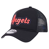 Casquette ajustable New Era Los Angeles Angels Retro Bold A-Frame Trucker 9FORTY noire pour homme