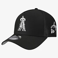 Men's New Era Los Angeles Angels Side Script 9FORTY A-Frame Trucker Adjustable Hat