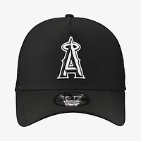 Men's New Era Los Angeles Angels Side Script 9FORTY A-Frame Trucker Adjustable Hat