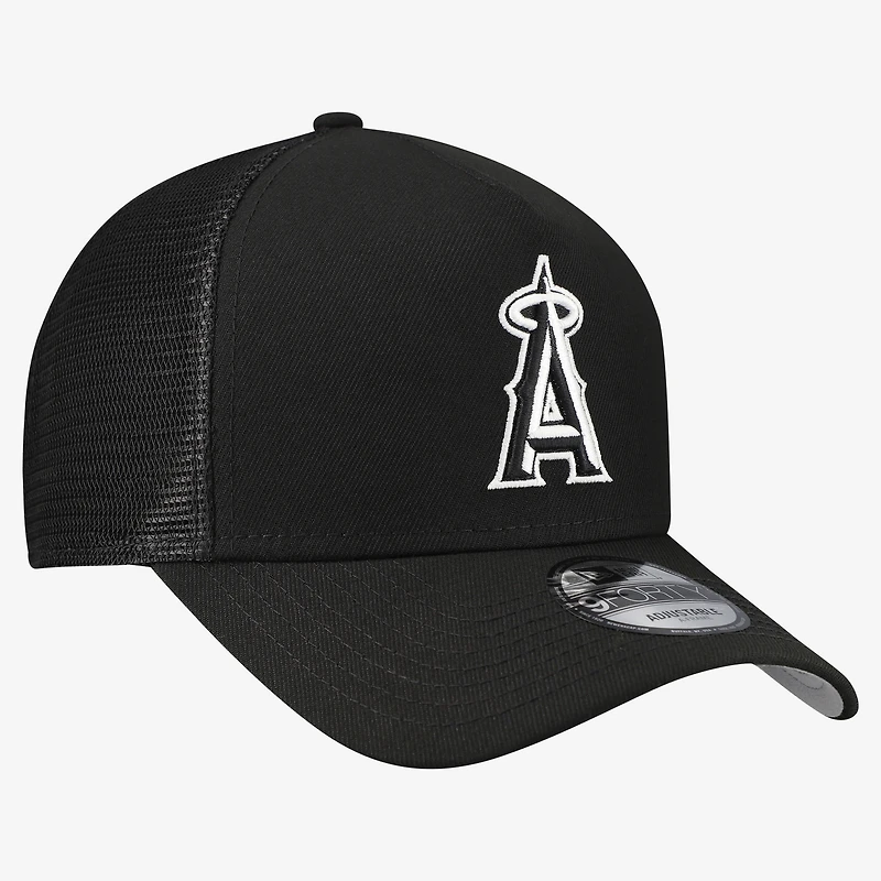 Men's New Era Los Angeles Angels Side Script 9FORTY A-Frame Trucker Adjustable Hat
