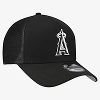 Men's New Era Los Angeles Angels Side Script 9FORTY A-Frame Trucker Adjustable Hat