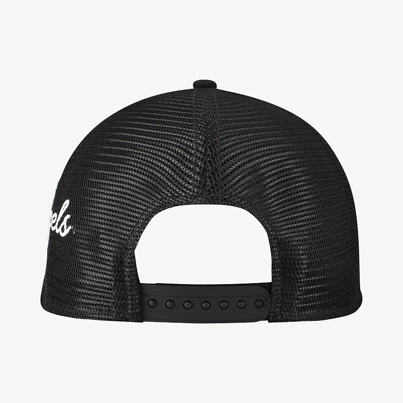 Men's New Era Los Angeles Angels Side Script 9FORTY A-Frame Trucker Adjustable Hat