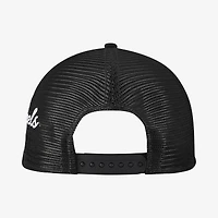 Men's New Era Los Angeles Angels Side Script 9FORTY A-Frame Trucker Adjustable Hat
