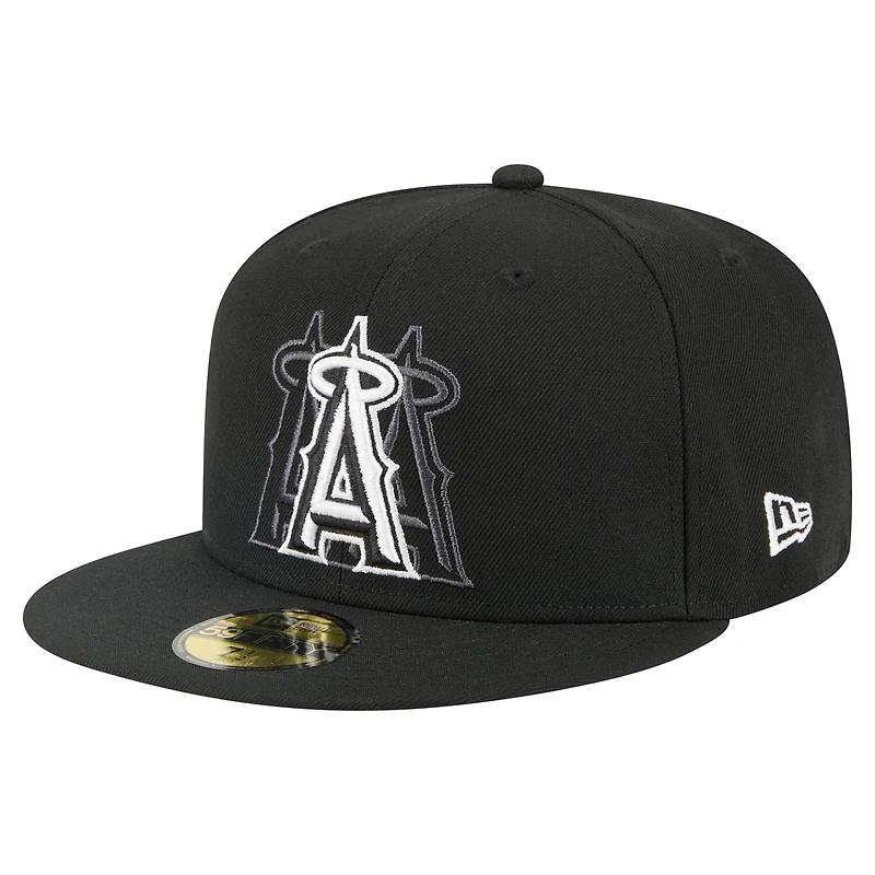 Men's New Era Black Los Angeles Angels Tri-Hit 59FIFTY Fitted Hat