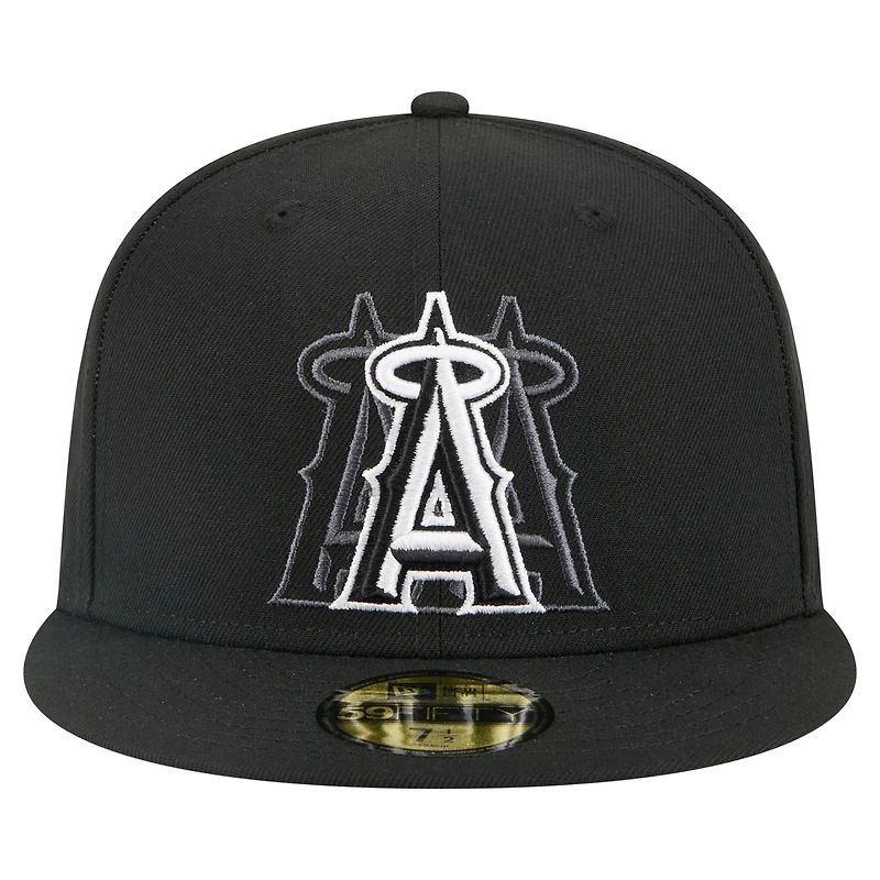 Men's New Era Black Los Angeles Angels Tri-Hit 59FIFTY Fitted Hat
