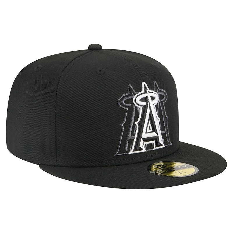 Men's New Era Black Los Angeles Angels Tri-Hit 59FIFTY Fitted Hat