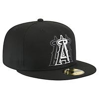 Men's New Era Black Los Angeles Angels Tri-Hit 59FIFTY Fitted Hat