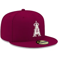 Casquette ajustée 59FIFTY blanche avec logo Los Angeles Angels Cardinal New Era pour homme