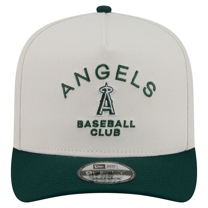 Men's New Era Cream/Dark Green Los Angeles Angels Chrome A-Frame 9FIFTY Snapback Hat