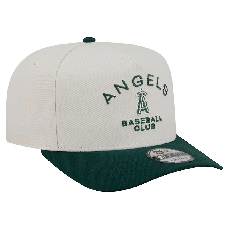 Men's New Era Cream/Dark Green Los Angeles Angels Chrome A-Frame 9FIFTY Snapback Hat
