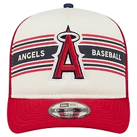 Men's New Era Cream/Red Los Angeles Angels Banner A-Frame 9FIFTY Trucker Snapback Hat