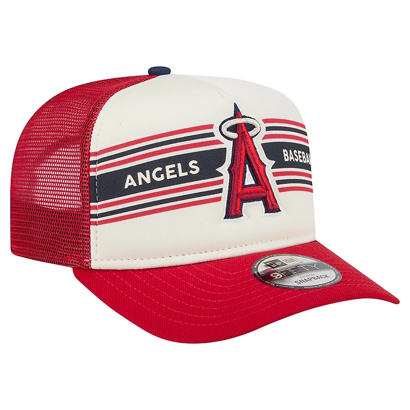 Casquette snapback A-Frame 9FIFTY Trucker pour homme New Era crème/rouge Los Angeles Angels Banner