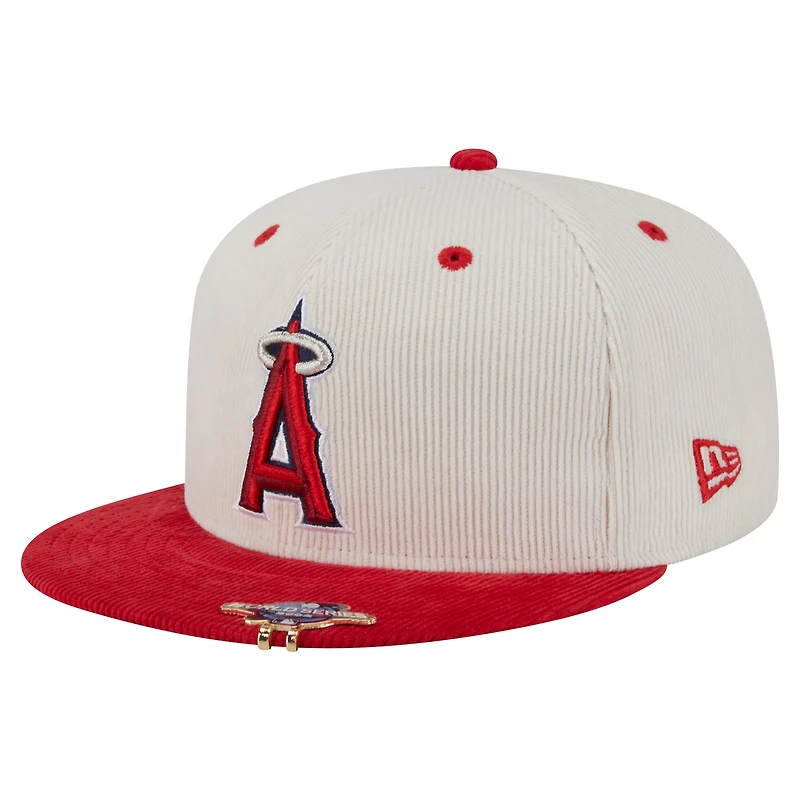 Men's New Era Cream/Red Los Angeles Angels Two-Tone Corduroy 59FIFTY Fitted Hat