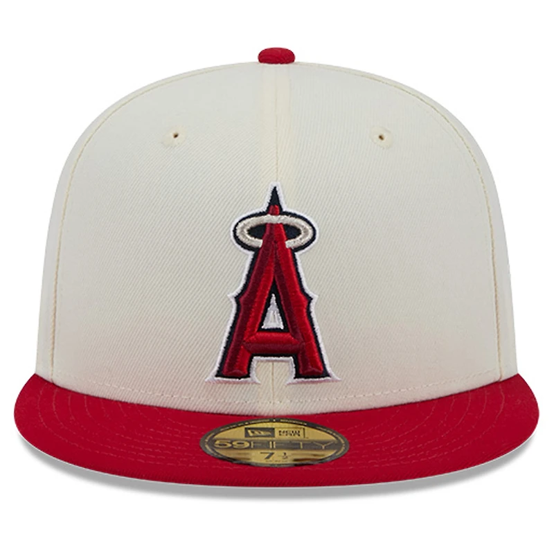 Men's New Era Cream Los Angeles Angels Chrome 59FIFTY Fitted Hat