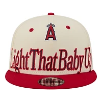 Men's New Era Cream Los Angeles Angels Oversized Slogan 9FIFTY Snapback Hat