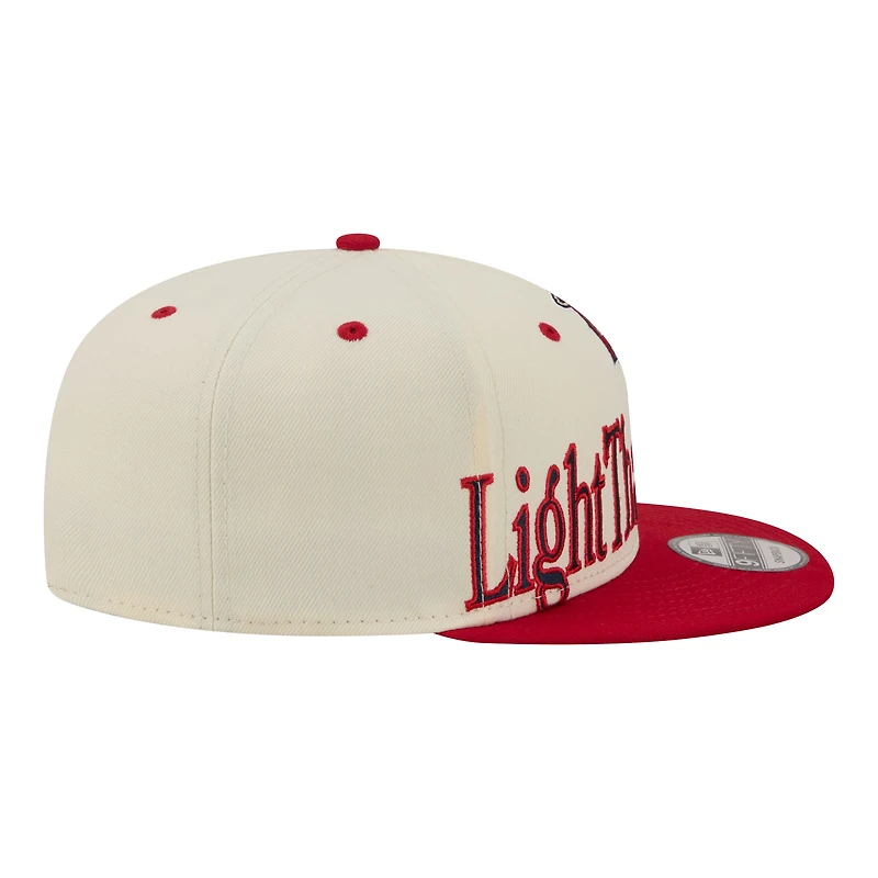 Men's New Era Cream Los Angeles Angels Oversized Slogan 9FIFTY Snapback Hat