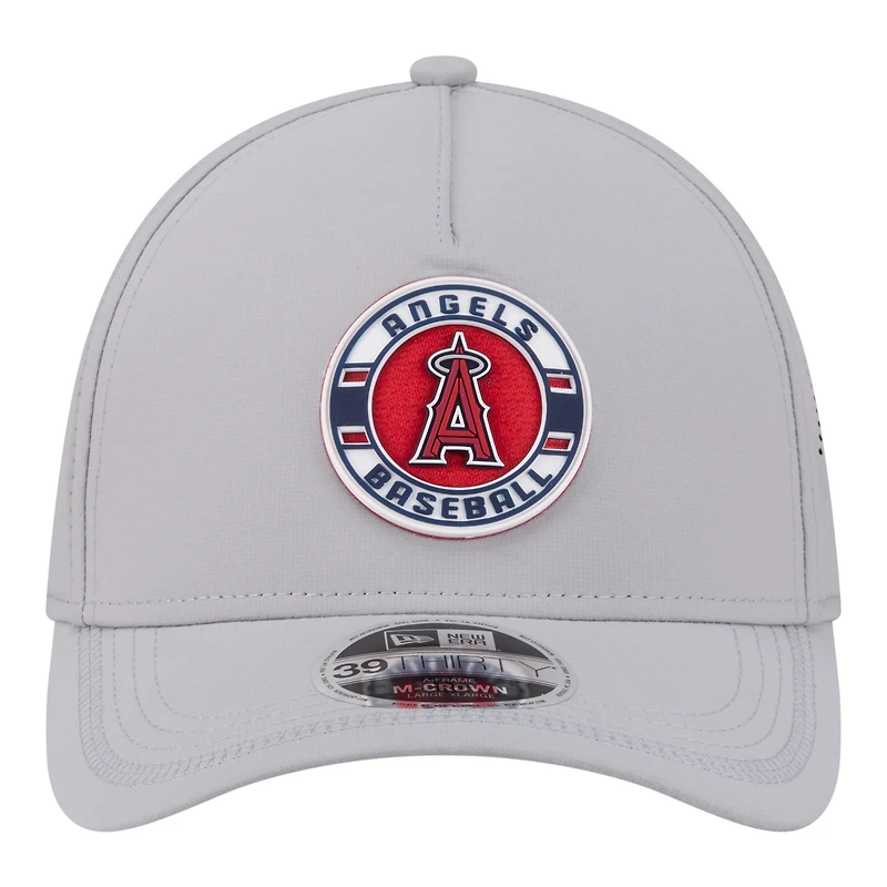 Casquette New Era grise pour homme, modèle Los Angeles Angels Patch 39THIRTY, monture A, couronne M, perforée et flexible