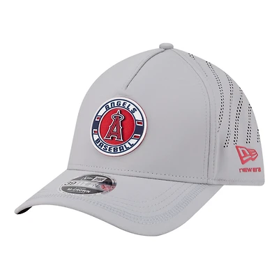 Men's New Era Gray Los Angeles Angels Patch 39THIRTY A-Frame M-Crown Perforated Flex Hat