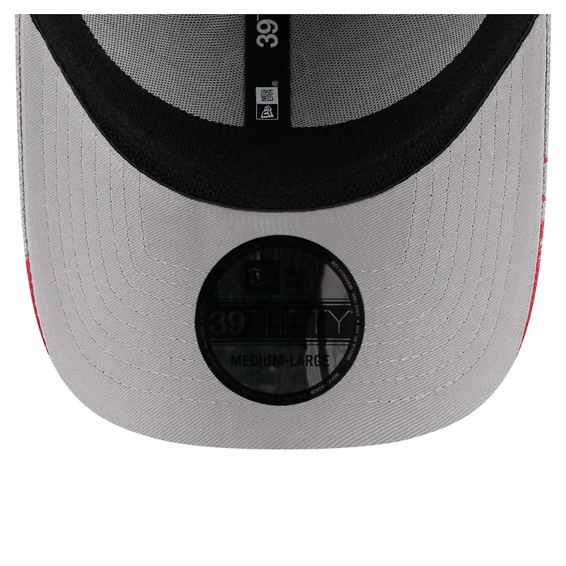 Men's New Era Gray Los Angeles Angels Visor Paint Splatter 39THIRTY Flex Hat