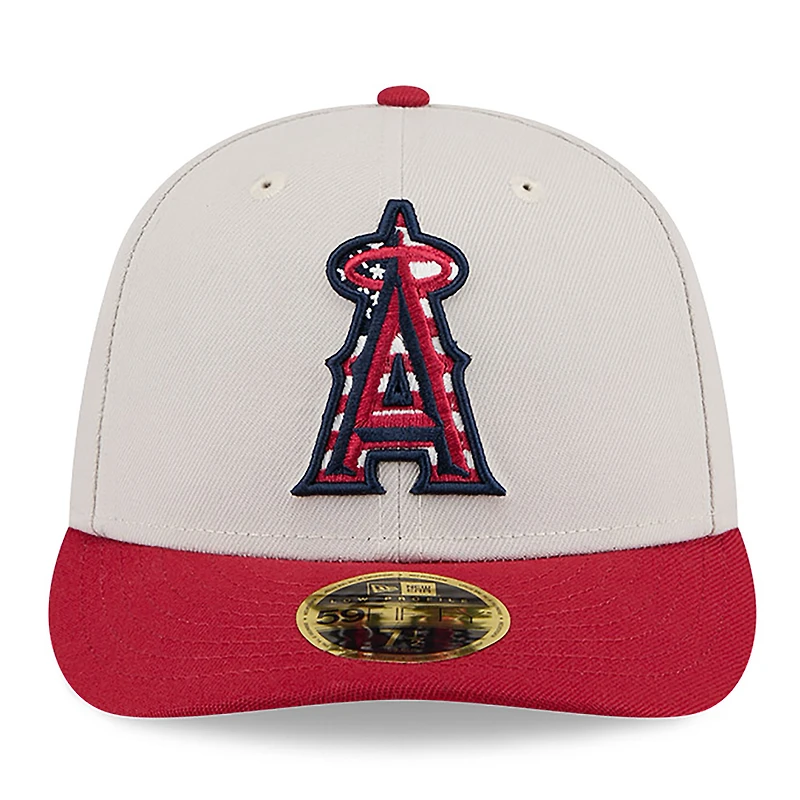 Men's New Era Khaki/Red Los Angeles Angels 2024 Fourth of July Low Profile 59FIFTY Fitted Hat