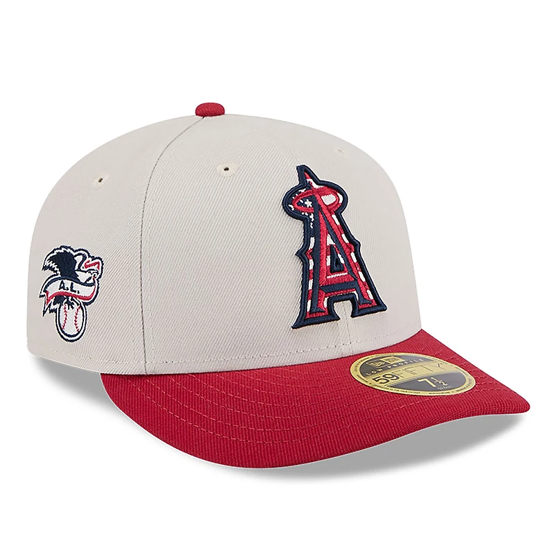 Men's New Era Khaki/Red Los Angeles Angels 2024 Fourth of July Low Profile 59FIFTY Fitted Hat