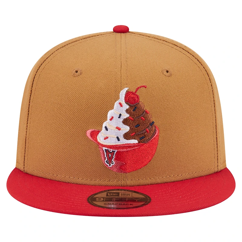 Men's New Era Khaki/Red Los Angeles Angels Ice Cream 9FIFTY Snapback Hat